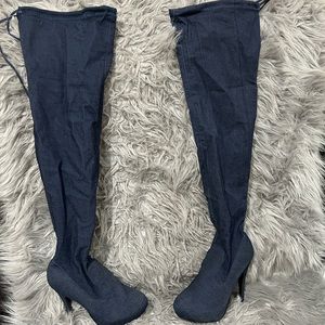 Dark Denim thigh High-heel boots